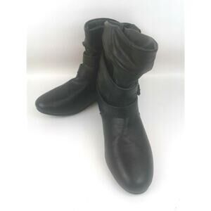 Joe Boxer Womens Black Ankle Boots W/Double Straps & 3/4" One Piece Sole NEW 8 M